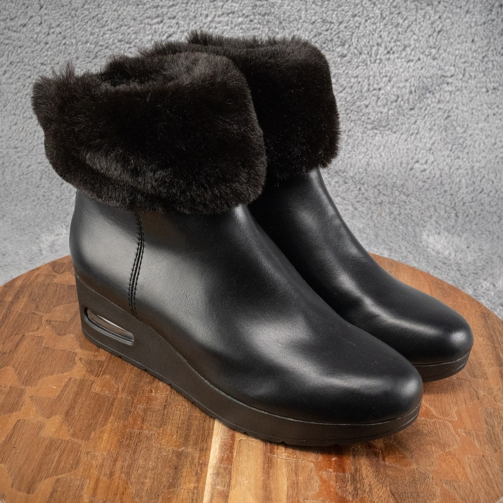 DKNY‎ Women's Abri Wedge Ankle Boots Size 6.5 Black Smooth